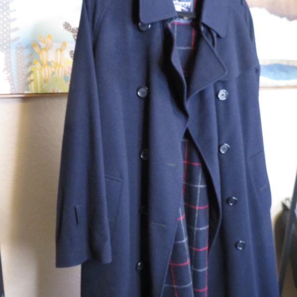 1980's Classic Burberry Wool Overcoat, Navy - Picture 4 of 10